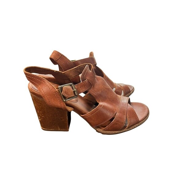 Timberland EK Stafford Leather Gladiator Heels Back Strap Brown Womens Size 9 - Picture 4 of 7